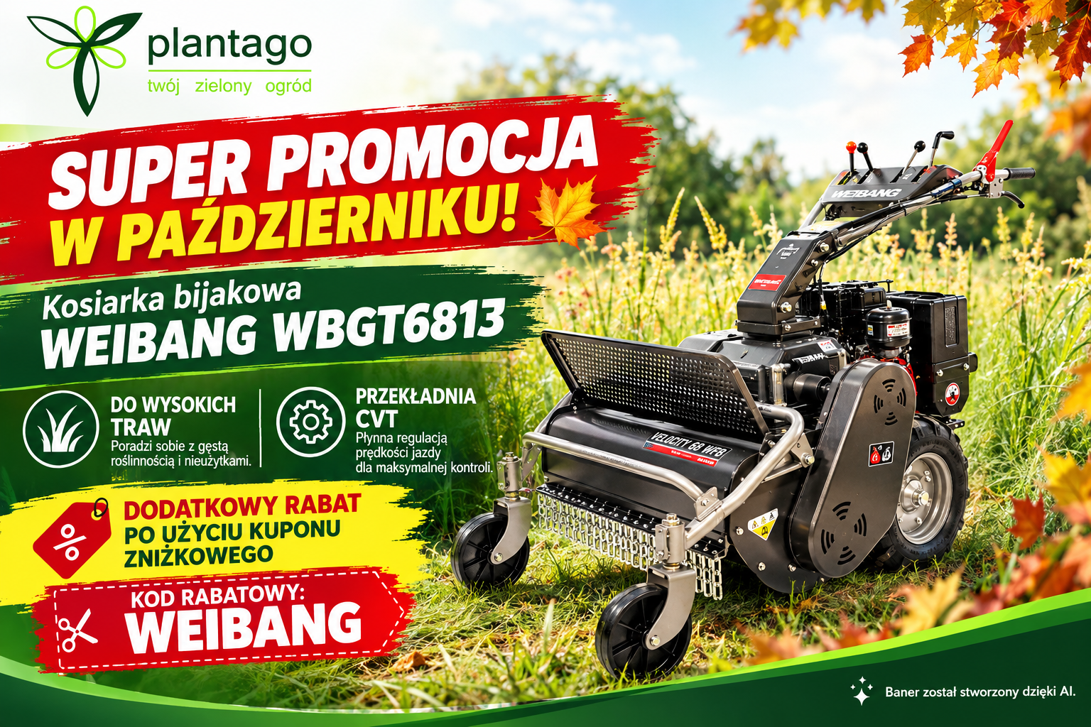 Promocja kosiarki WEIBANG WBGT68